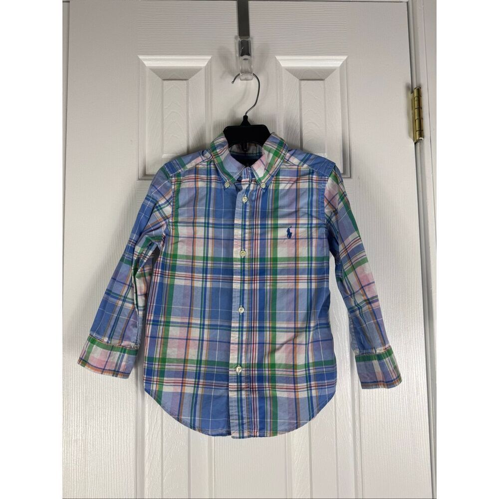 Ralph Lauren Boys Plaid Button Up Front Shirt 3/3t